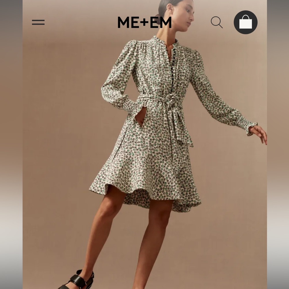 New Me + Em Wild Chamomile Print Fit And Flare Dress + Tie